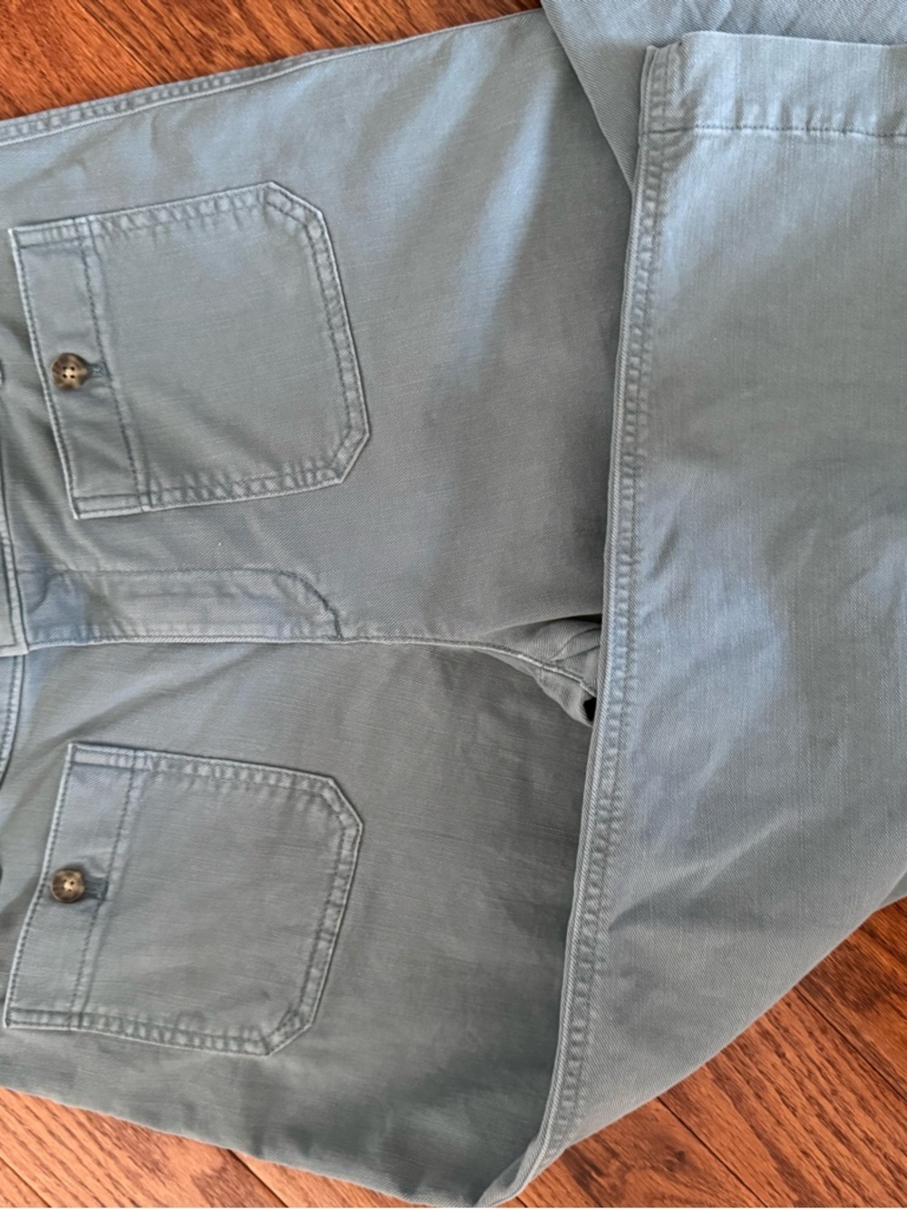 Loft (The Palmer Wide Leg)Light Slate Green pants with Patch Pockets